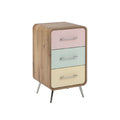 Modern Wooden Nightstand with Three Pastel Drawers and Metal Legs