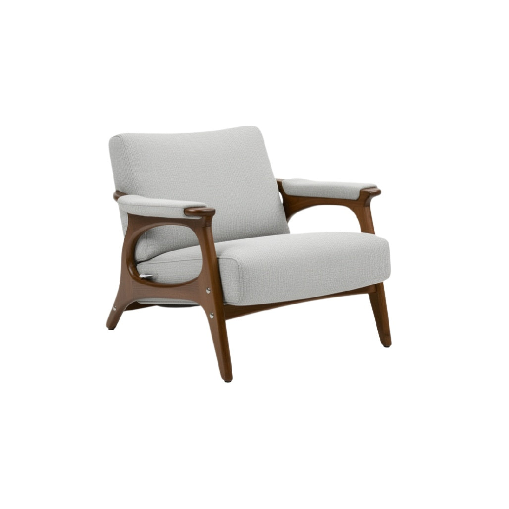Modern Mid-Century Lounge Chair with Wooden Frame and Soft Upholstery